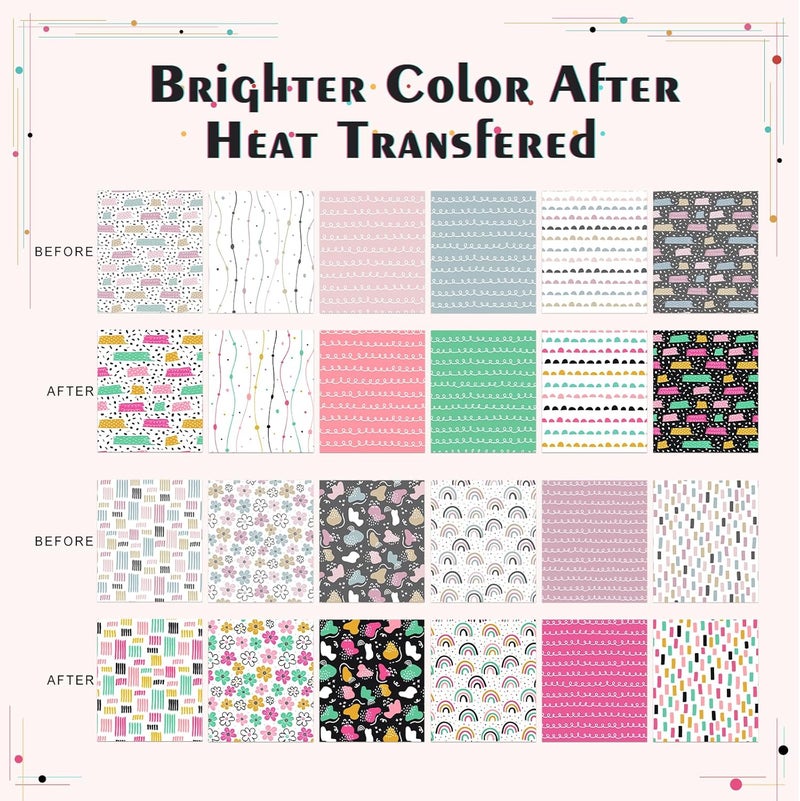 HTVSTD Polka Dot Sublimation Ink Transfer Sheets 12 Sheets 12'' x 10''Flower/Rainbow Pattern Sublimation Paper Transfer Sheets for Mugs Tumblers DIY Transfer Paper - Image 2